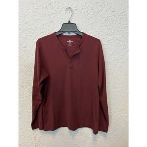 Men's Woolrich Maroon Long Sleeve 1/4 Button Down Shirt Size / Under Shirt Large
